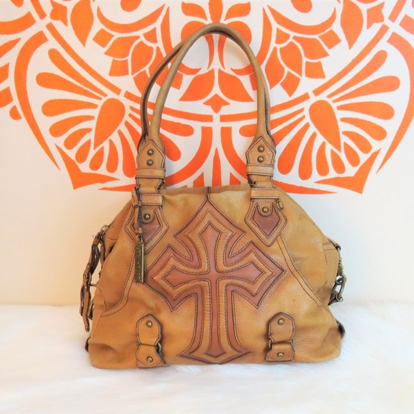 Lockheart Handbags - Lockheart Tan Soft Leather Cross Hobo Purse